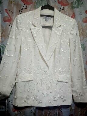JM Studio by John Meyer Jacket cream embroidered size (8) b…